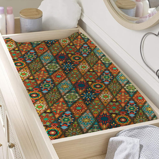 Indian Floral Patchwork Pattern Print Changing Pad Cover