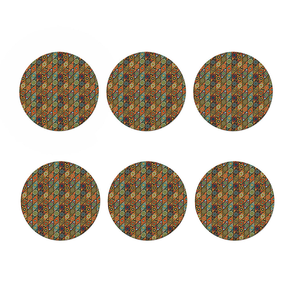 Indian Floral Patchwork Pattern Print Coaster Set
