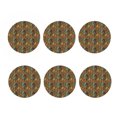 Indian Floral Patchwork Pattern Print Coaster Set