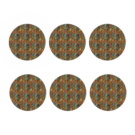 Indian Floral Patchwork Pattern Print Coaster Set