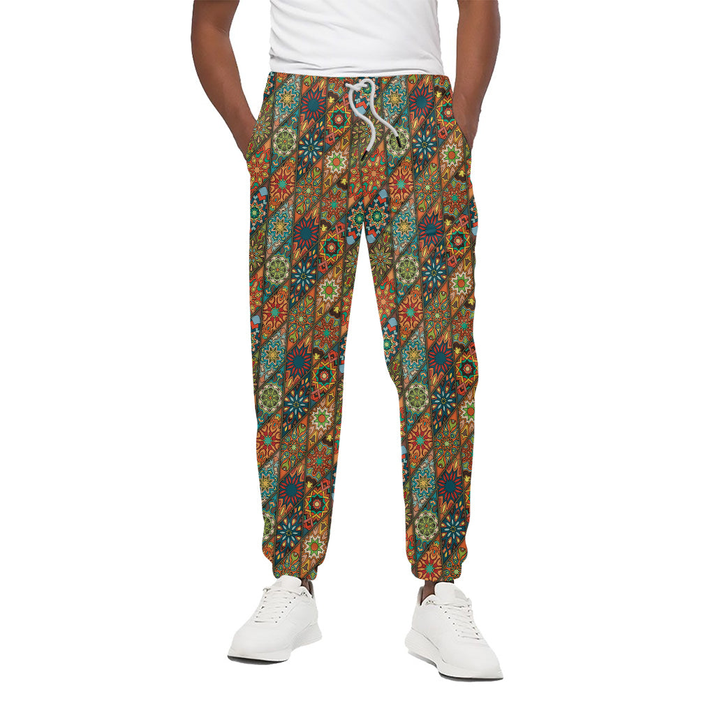 Indian Floral Patchwork Pattern Print Cotton Pants