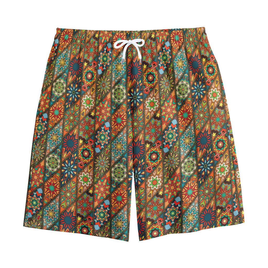 Indian Floral Patchwork Pattern Print Cotton Shorts