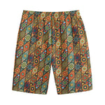 Indian Floral Patchwork Pattern Print Cotton Shorts
