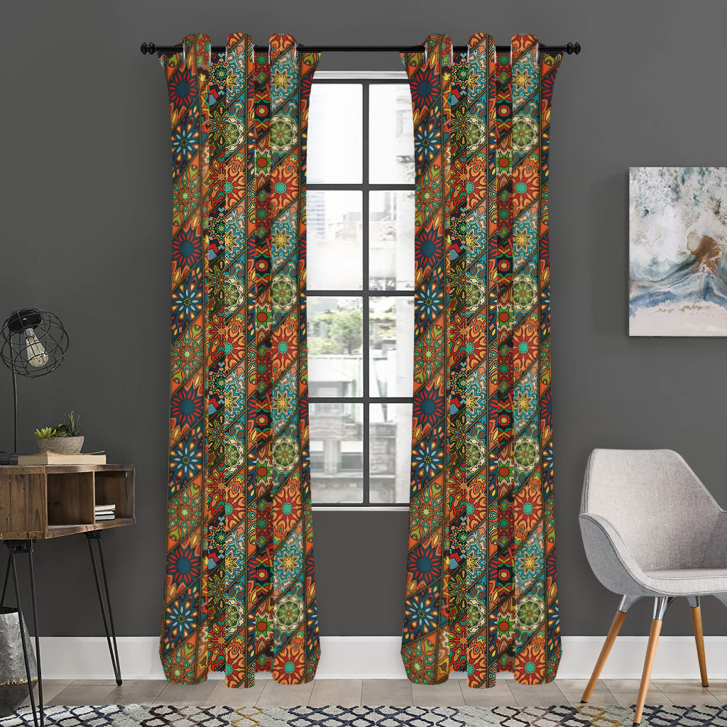 Indian Floral Patchwork Pattern Print Curtain