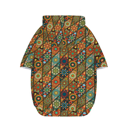 Indian Floral Patchwork Pattern Print Dog Zip Up Hoodie