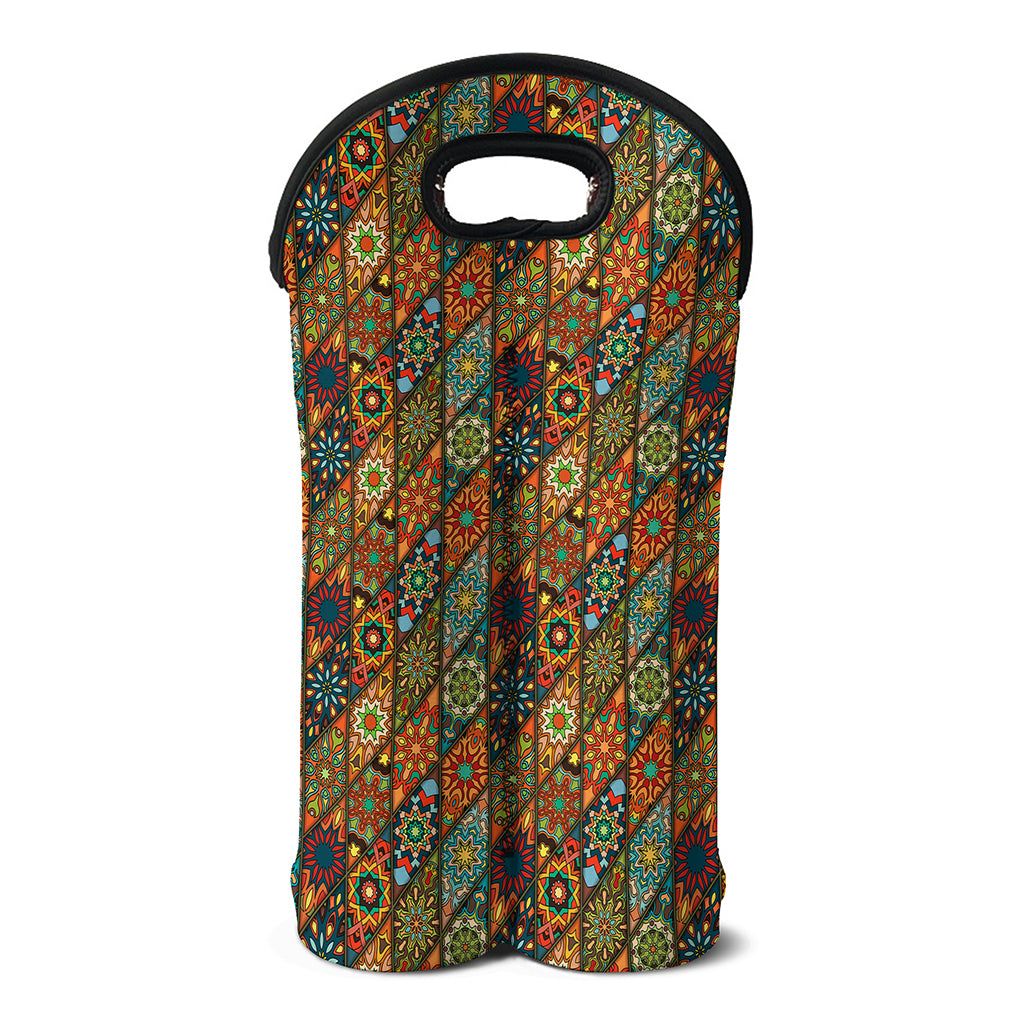 Indian Floral Patchwork Pattern Print Double Neoprene Wine Tote