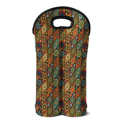 Indian Floral Patchwork Pattern Print Double Neoprene Wine Tote