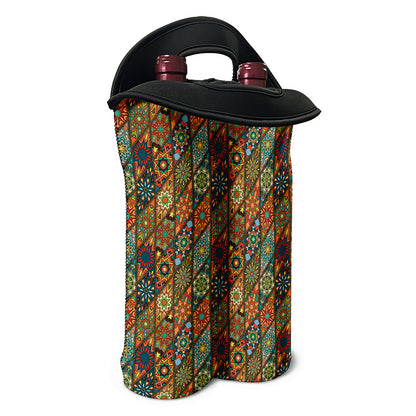 Indian Floral Patchwork Pattern Print Double Neoprene Wine Tote