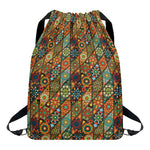 Indian Floral Patchwork Pattern Print Drawstring Backpack