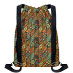Indian Floral Patchwork Pattern Print Drawstring Backpack