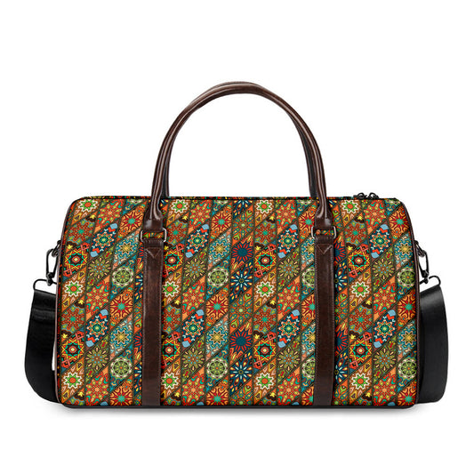 Indian Floral Patchwork Pattern Print Duffle Bag