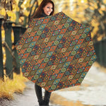 Indian Floral Patchwork Pattern Print Foldable Umbrella