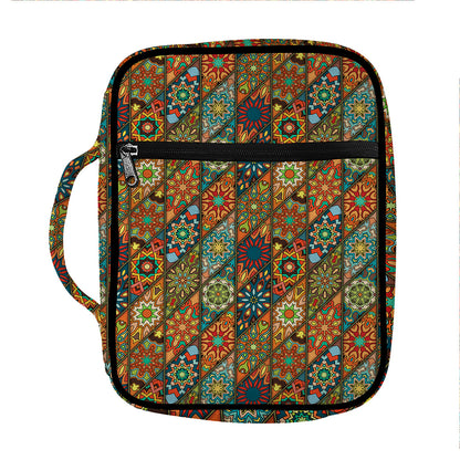 Indian Floral Patchwork Pattern Print Front Pocket Bible Bag