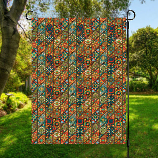 Indian Floral Patchwork Pattern Print Garden Flag