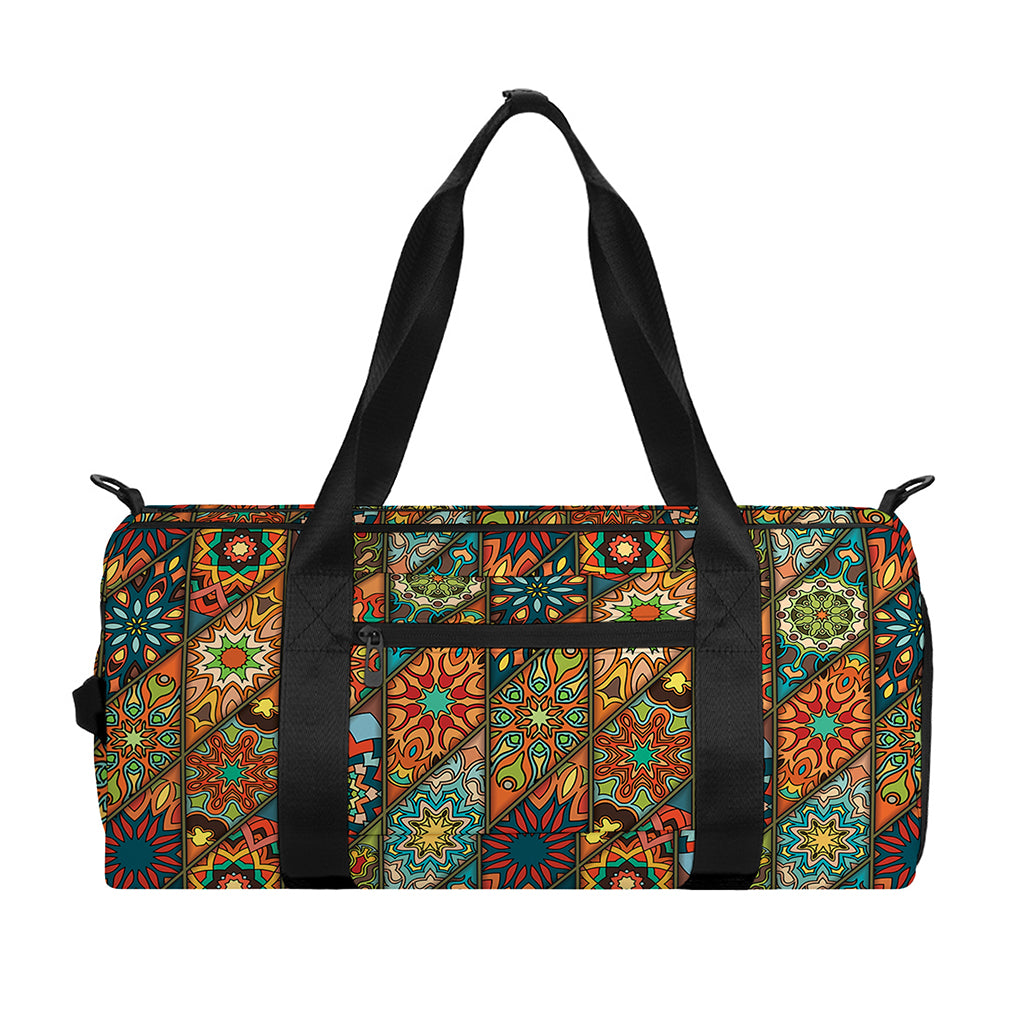 Indian Floral Patchwork Pattern Print Gym Bag