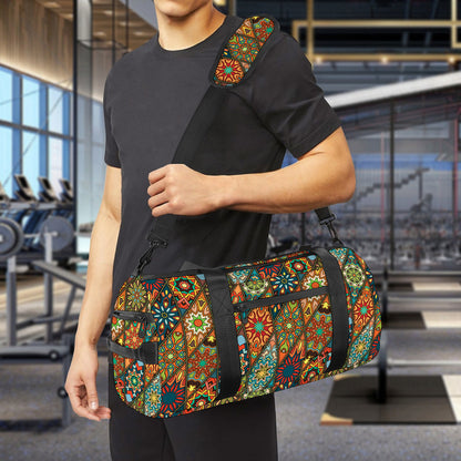 Indian Floral Patchwork Pattern Print Gym Bag