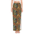Indian Floral Patchwork Pattern Print High Slit Maxi Skirt