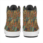 Indian Floral Patchwork Pattern Print High Top Leather Sneakers