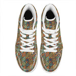 Indian Floral Patchwork Pattern Print High Top Leather Sneakers