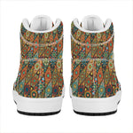 Indian Floral Patchwork Pattern Print High Top Leather Sneakers