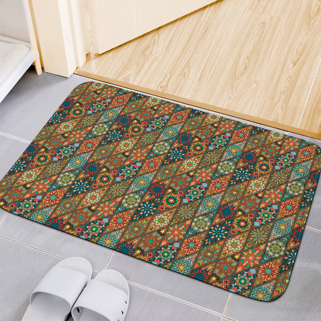 Indian Floral Patchwork Pattern Print Indoor Door Mat