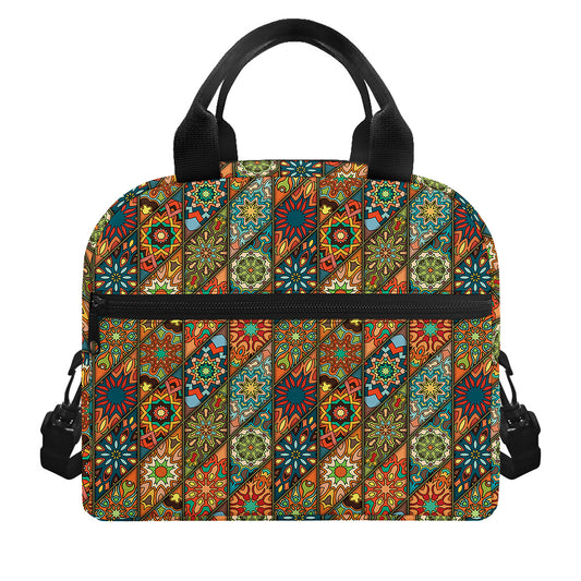 Indian Floral Patchwork Pattern Print Insulated Lunch Bag