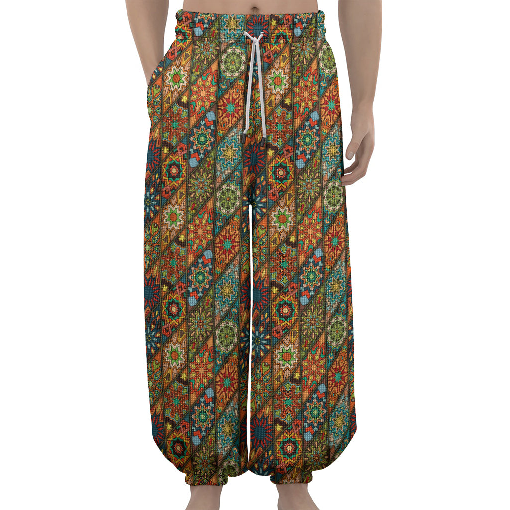 Indian Floral Patchwork Pattern Print Lantern Pants