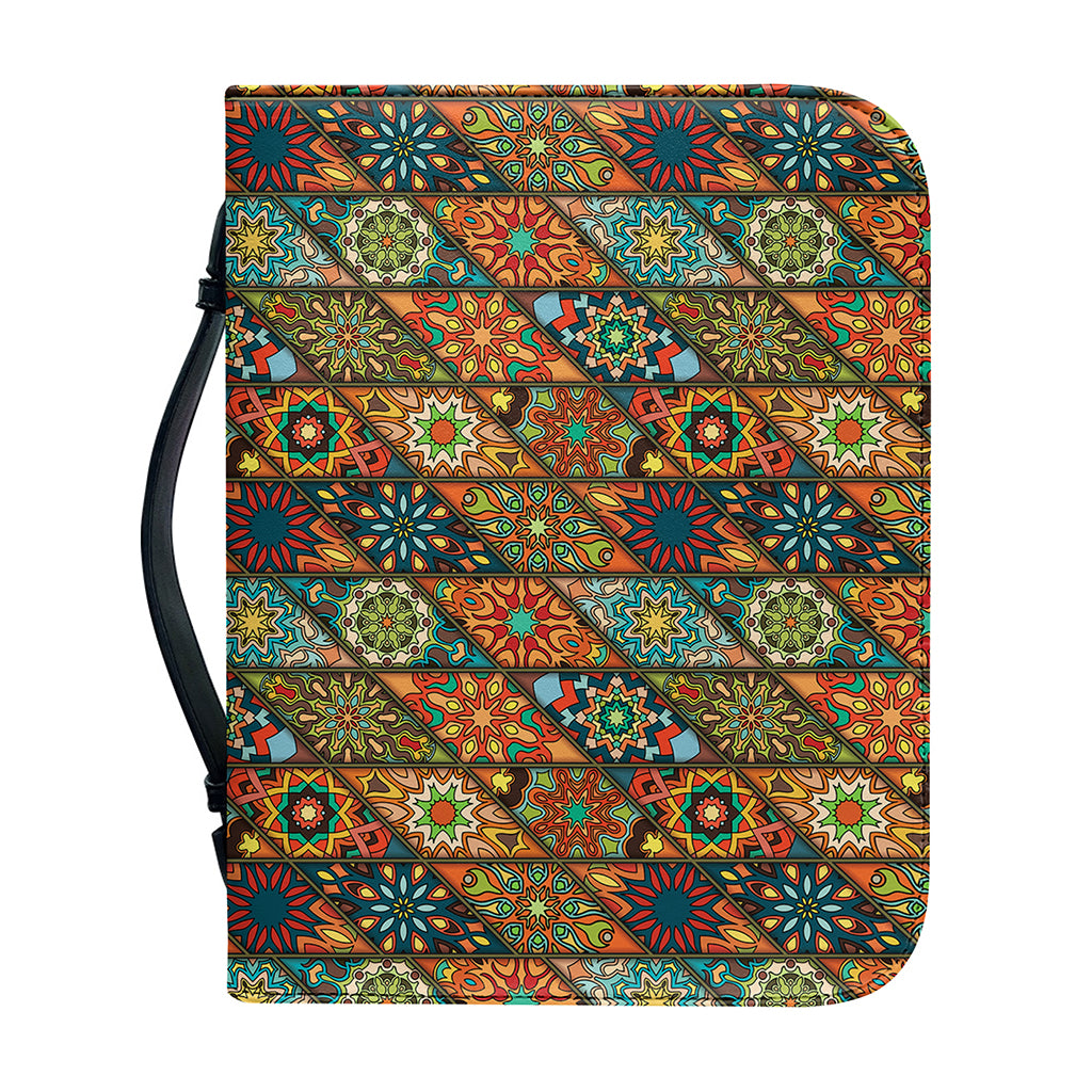 Indian Floral Patchwork Pattern Print Leather Bible Cover