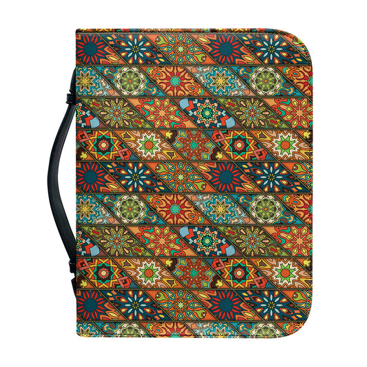 Indian Floral Patchwork Pattern Print Leather Bible Cover