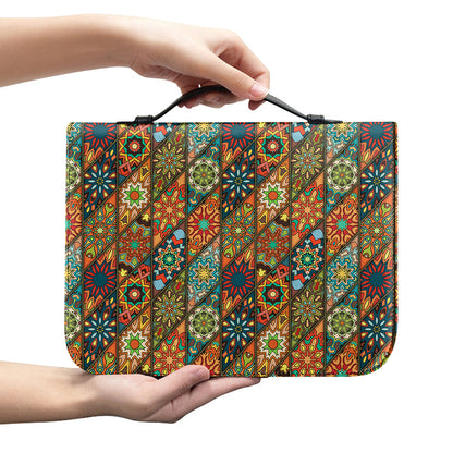 Indian Floral Patchwork Pattern Print Leather Bible Cover