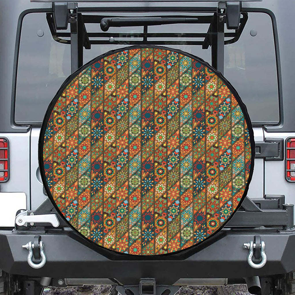 Indian Floral Patchwork Pattern Print Leather Spare Tire Cover