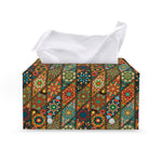 Indian Floral Patchwork Pattern Print Leather Tissue Box Cover
