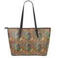 Indian Floral Patchwork Pattern Print Leather Tote Bag With Zipper