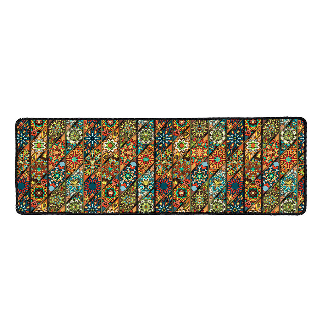 Indian Floral Patchwork Pattern Print Long Kitchen Mat