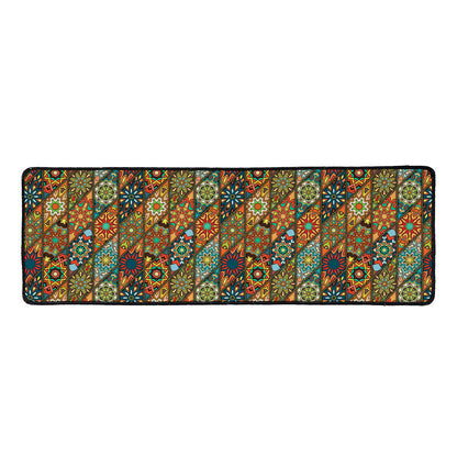 Indian Floral Patchwork Pattern Print Long Kitchen Mat