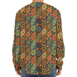 Indian Floral Patchwork Pattern Print Long Sleeve Baseball Jersey