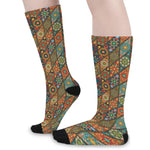 Indian Floral Patchwork Pattern Print Long Socks