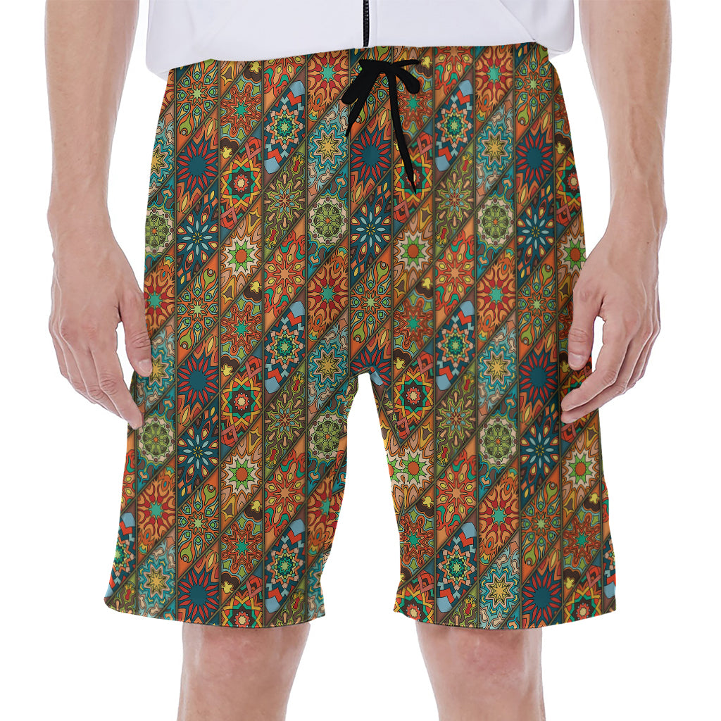 Indian Floral Patchwork Pattern Print Men's Beach Shorts