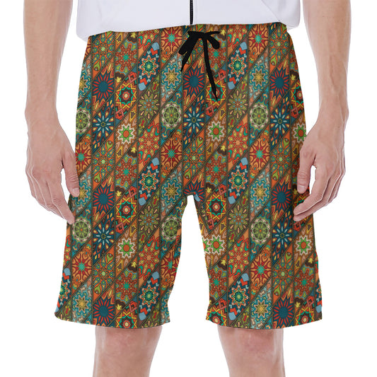 Indian Floral Patchwork Pattern Print Men's Beach Shorts