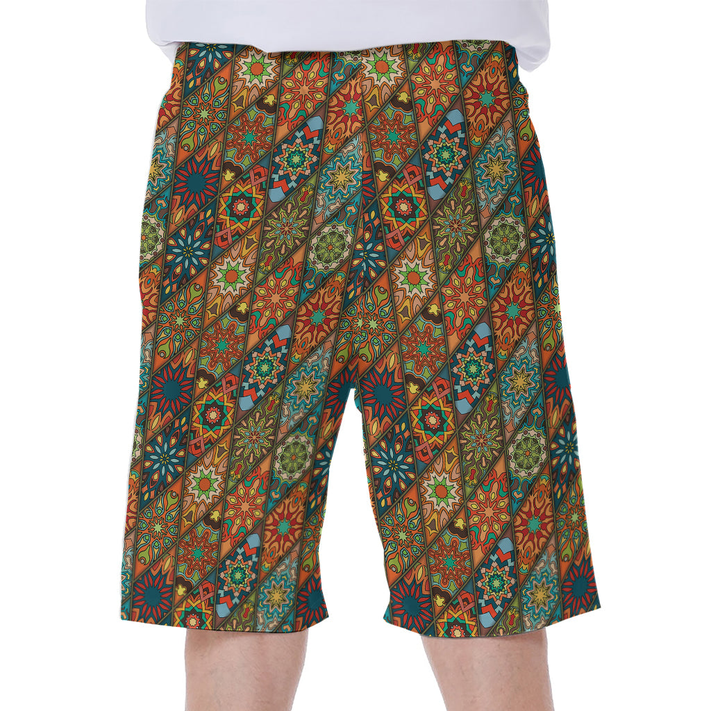 Indian Floral Patchwork Pattern Print Men's Beach Shorts
