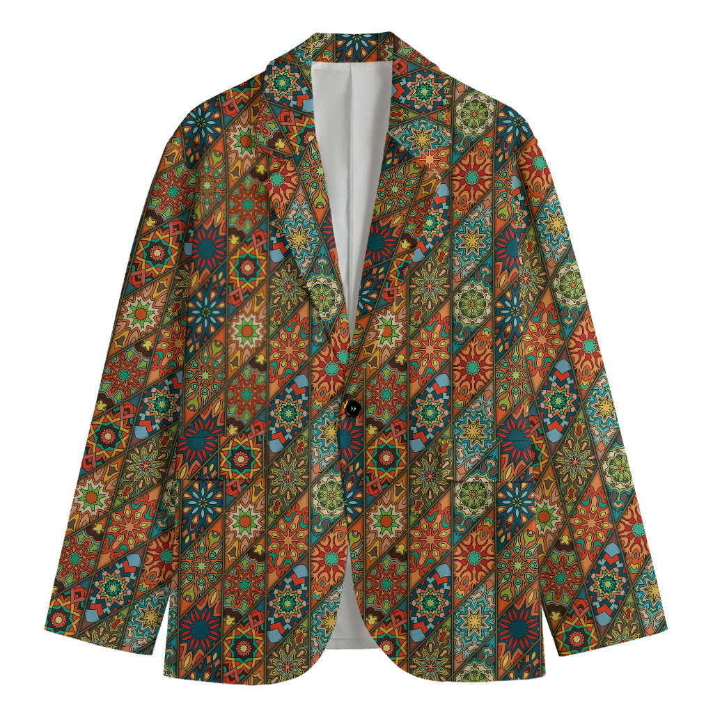 Indian Floral Patchwork Pattern Print Men's Blazer