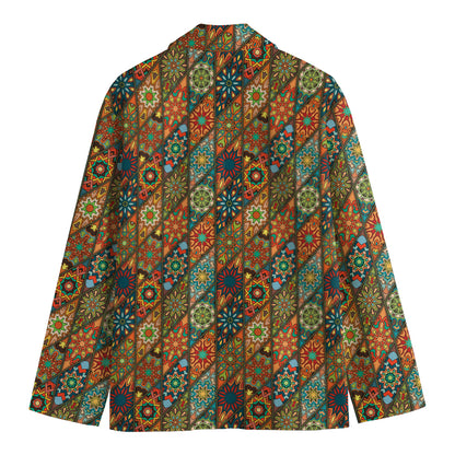 Indian Floral Patchwork Pattern Print Men's Blazer