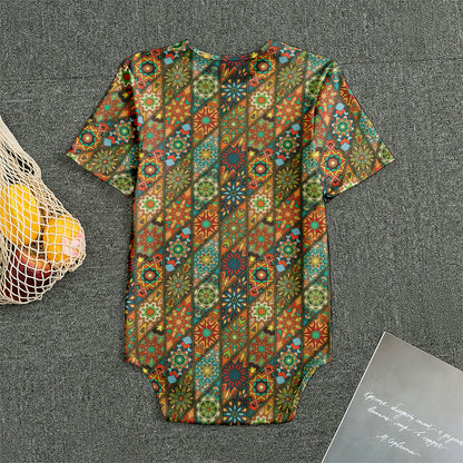 Indian Floral Patchwork Pattern Print Men's Bodysuit