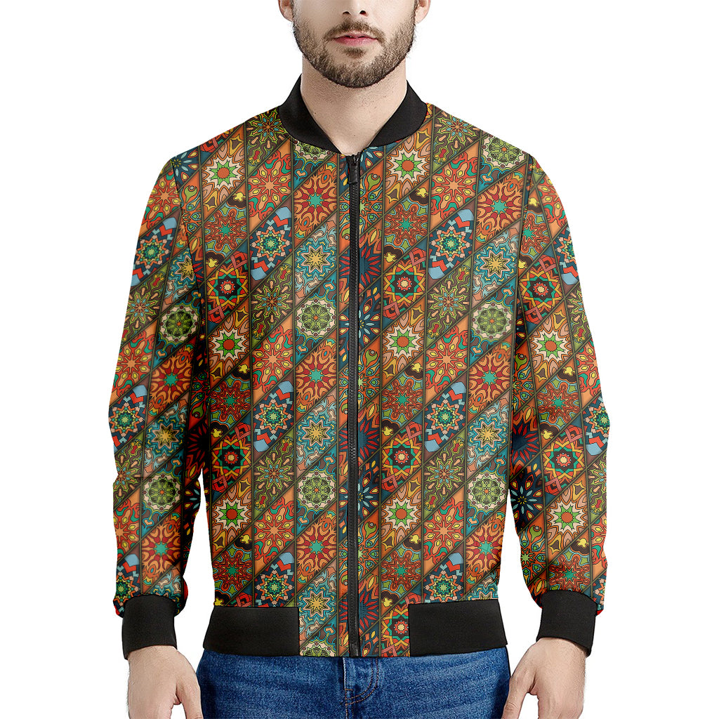 Indian Floral Patchwork Pattern Print Men's Bomber Jacket