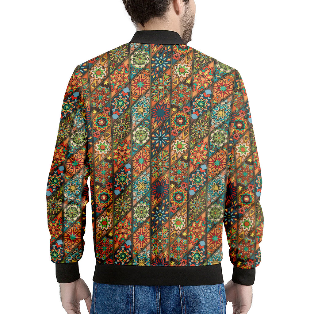 Indian Floral Patchwork Pattern Print Men's Bomber Jacket