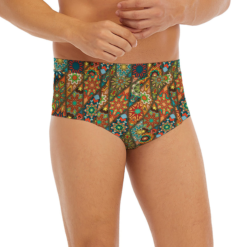 Indian Floral Patchwork Pattern Print Men's Briefs