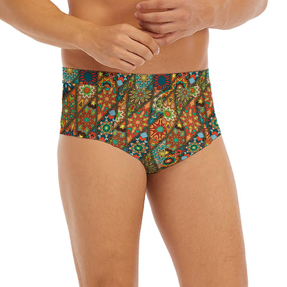 Indian Floral Patchwork Pattern Print Men's Briefs