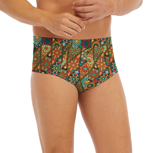 Indian Floral Patchwork Pattern Print Men's Briefs
