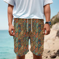Indian Floral Patchwork Pattern Print Men's Cargo Shorts