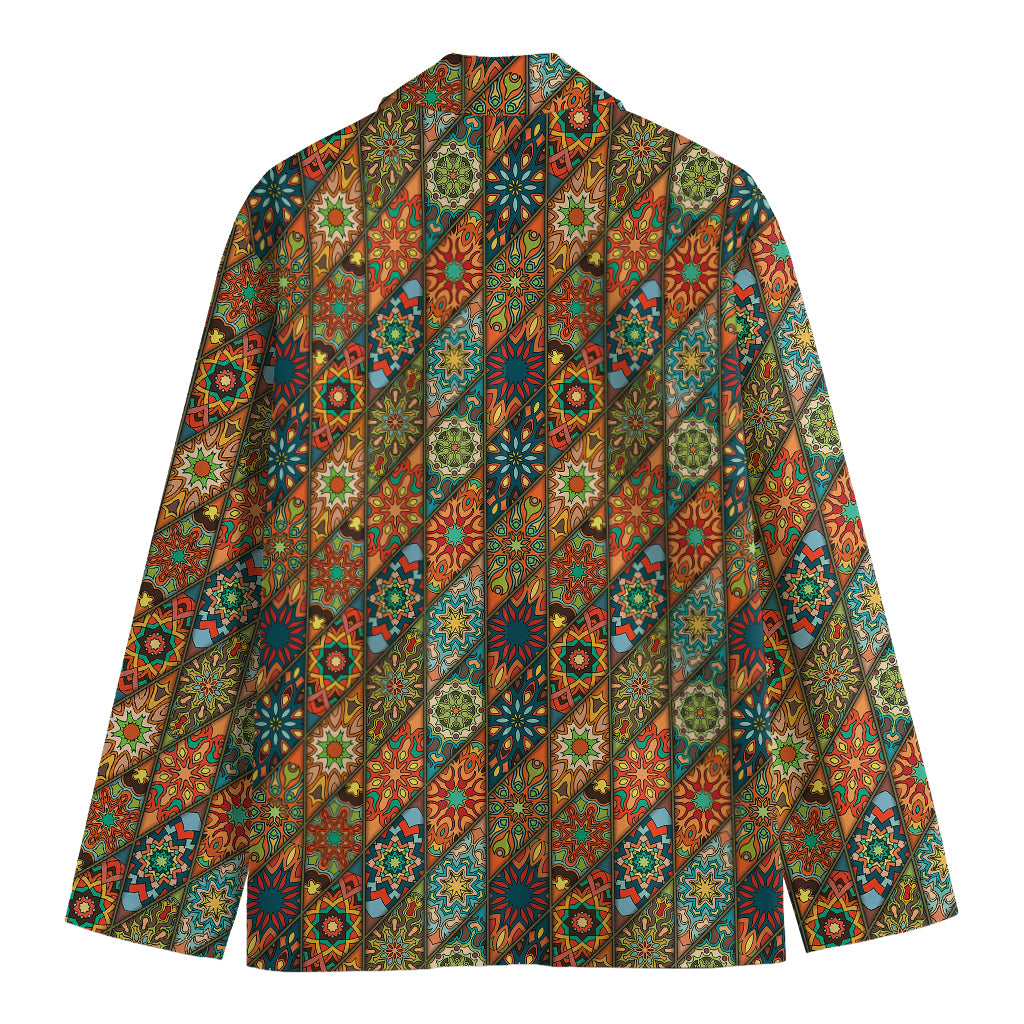 Indian Floral Patchwork Pattern Print Men's Cotton Blazer